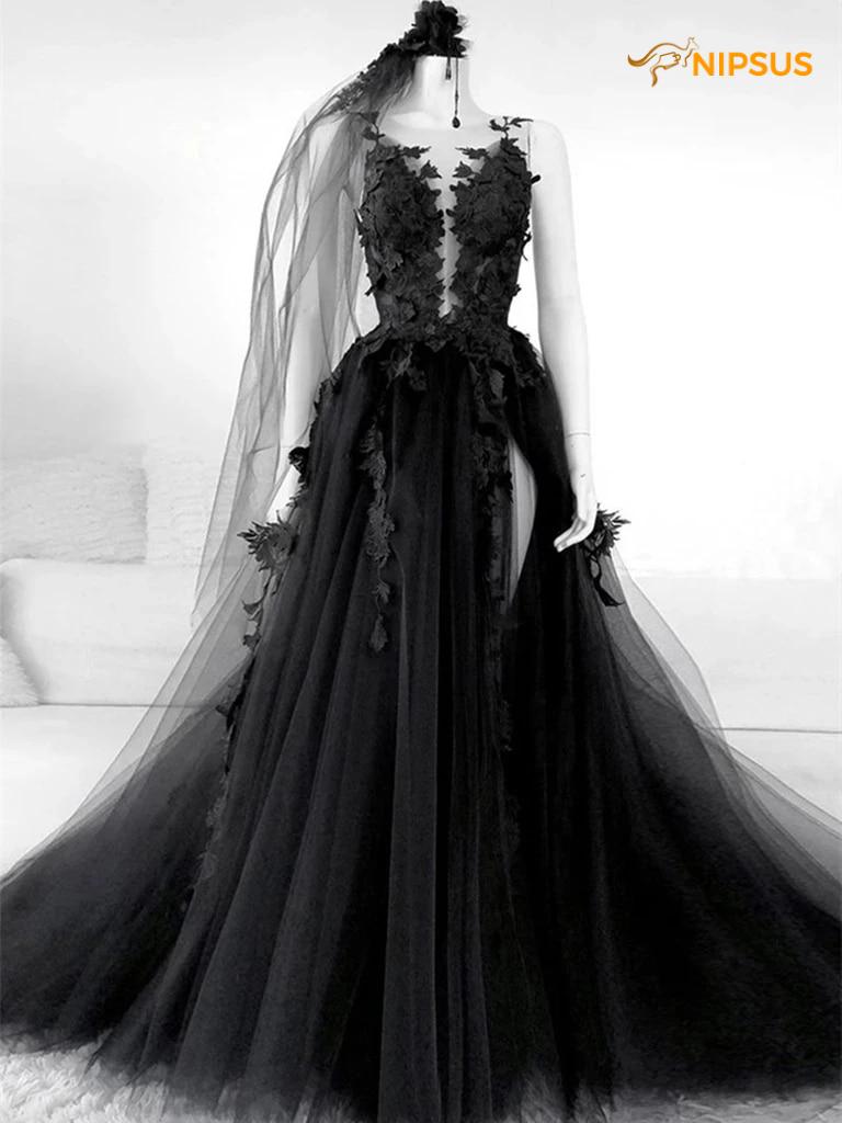 Gothic Black Wedding Dress 