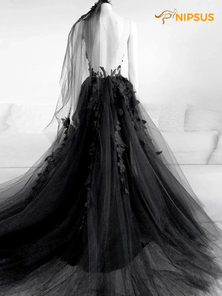 Gothic Black Wedding Dress 